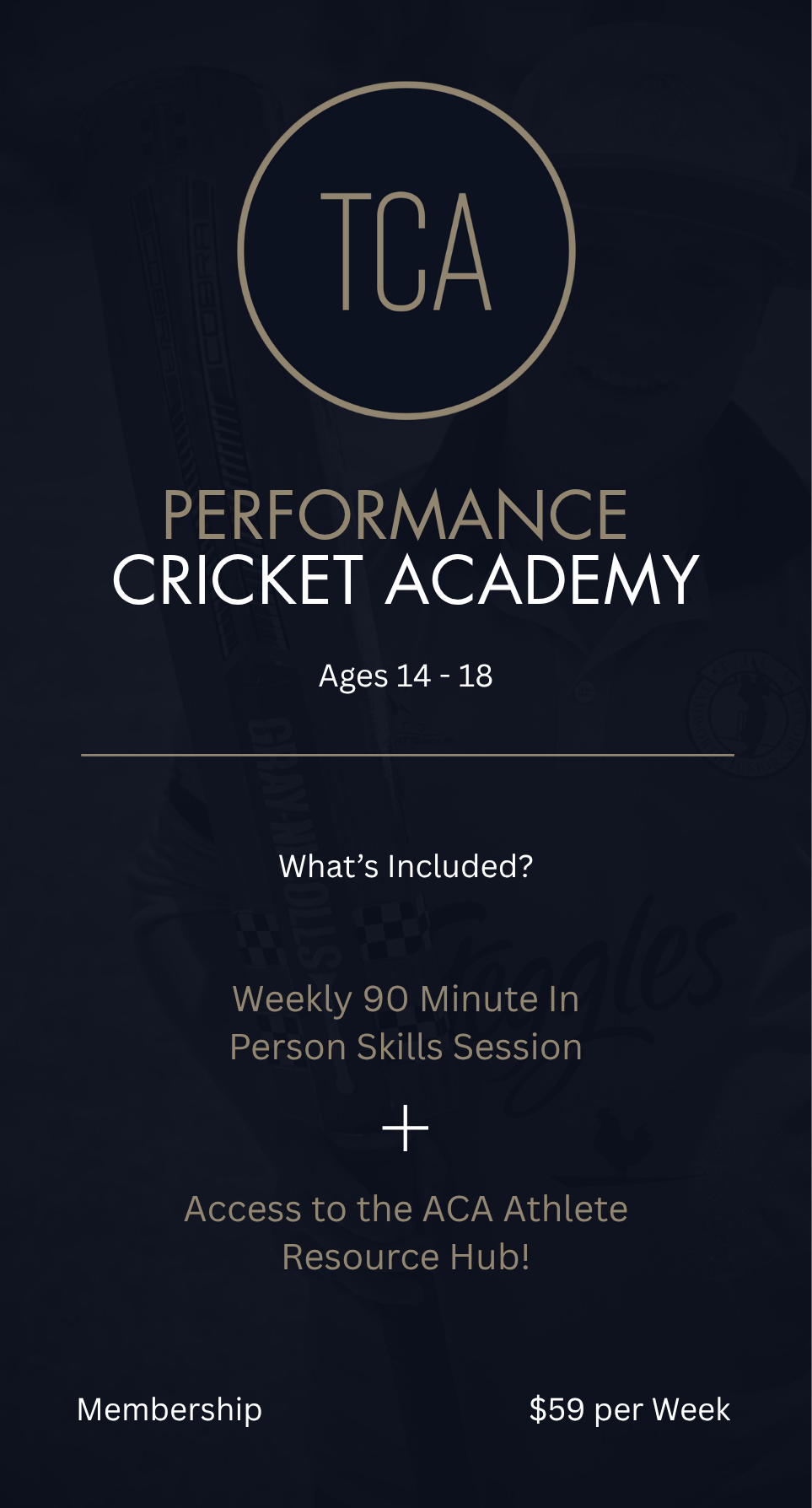 Tamworth Cricket Academy Foundation squad designed for cricket players ages 15-17